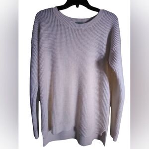 Dip Women's Cream Sweater Waffle Knit Long Sleeve Size L Soft Minimalist